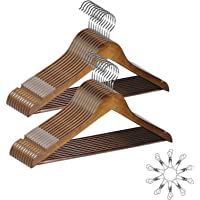 Qualsen Perchas de Madera- Paquete de 20，Marrón